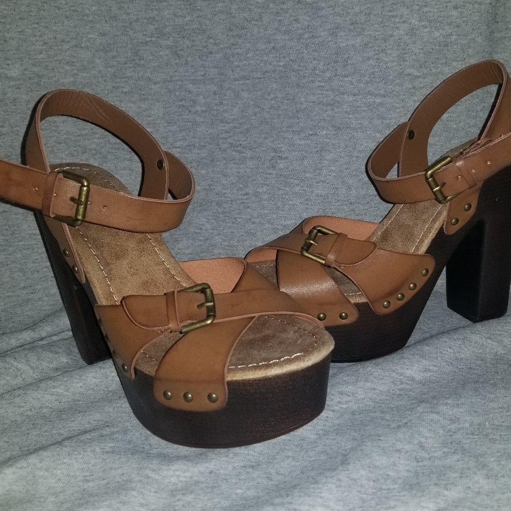 Strappy Boho Chunky Open Toe 5 inch heels